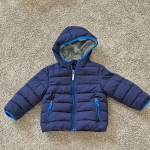 Navy Blue Hooded Puffer Jacket